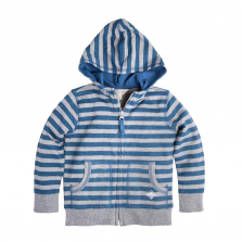 Burt's Bees Baby Blue/Grey Striped Zip Up Organic Hoodie - Toddler