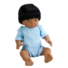 Educational Insights 15.75-inch Baby Bijoux Doll - Brown Hair/Blue Onesie