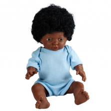 Educational Insights 15.75-inch Baby Bijoux Doll - Curly Hair/Blue Onesie
