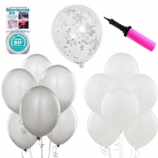 Ombre Silver and White Party Balloon Kit