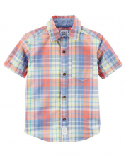Carter's Orange/Blue/Yellow Plaid Button Down Shirt - Toddler