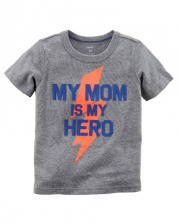 Carter's Grey "My Mom is My Hero" Printed T Shirt - Toddler