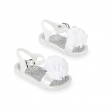Koala Kids White Sandal with Flower Detail