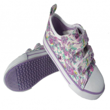 Koala Kids Hard Sole Purple Floral Print Double Touch Closure Shoes