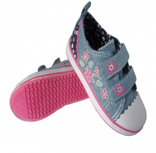 Koala Kids Hard Sole Blue Denim Double Touch Closure Casual Shoes