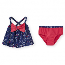 Koala Kids 2 Piece Navy/Red Babydoll Tankini Swimsuit with Bow Detail