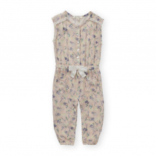 Jessica Simpson Pink Floral Printed Button Down Romper with Bow Detail - Infant/Toddler