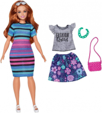 Barbie Fashionista Curvy Doll with Outfit and Accessories - Rainbow Rave