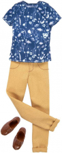 Barbie Ken Fashion Doll Outfit - Blue Print Shirt and Tan Pants