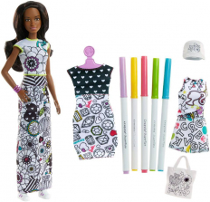 Barbie Crayola Color-in Fashions Doll Set - Dark Brown Hair