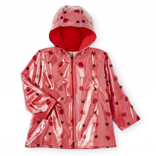 Koala Kids Gray Ladybug Print Hooded Raincoat