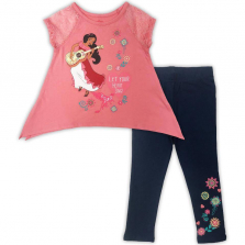 Elena of Avalor 2 Piece Pink Printed Top with Navy Printed Leggings Set - Toddler