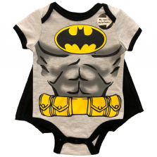 Batman Heathered Grey Printed Creeper with Cape - Infant/Toddler