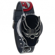 Marvel Boys Black Panther Flashing Lights Watch - Black Strap