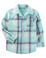 Baby B'Gosh Blue Plaid Button Down Shirt - Toddler