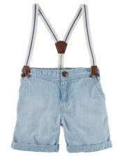 Baby B'Gosh Blue Chambray Shorts with Suspenders - Toddler