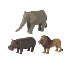 ANIA Grasslands Articulated Elephant, Hippo and Lion Bundle