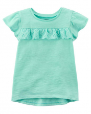 Carter's Green Top with Eyelet Lace Detail - Toddler