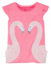 Carter's Pink Swan Printed Top - Toddler