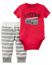 Firefighter baby boy Red T-shirts and a sub - set of 2