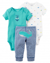Male baby whales and sea - Themed set of 3