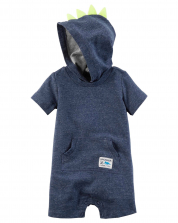 Short Sleeve Baby Boy Hooded Jumpsuit