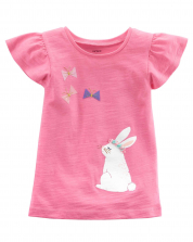 Girl Child Cute Bunny Ruffle Sleeve T-Shirt