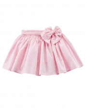 Girl Pink Pleated Skirt With Bow