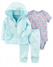 Set of 3 baby girl Polka Dot ruffles heart