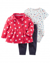 Set 3 baby girl Polka Dot Red