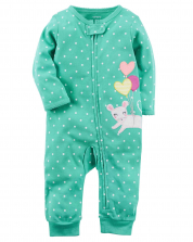Hearted Cat Baby Girl Sleep & Play Jumpsuit