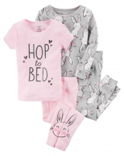 Cute rabbit baby girl 4-Pajama Set