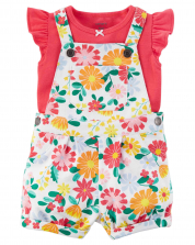 Salopet baby girl Floral Shorts and red Body - set of 2