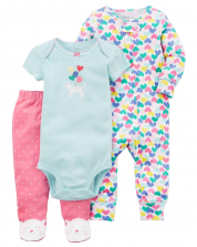 Cute baby girl Bubble heart and a cat - set of 3