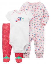 Strawberry-baby girl - set of 3
