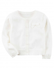 Girl Boy White Cardigan With A Bow