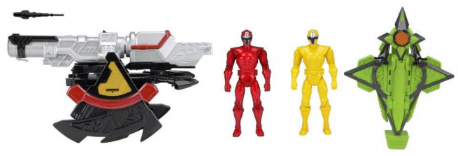 Power Rangers Ninja Steel and Mega Morph Cycle and Battle Station DX Set - Red and Yellow Ranger