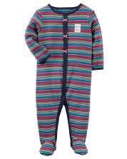 Colorful Stripe Baby Girl Sleep & Play Jumpsuit