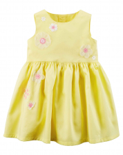 Flowering yellow Satin dress and underwear Set -2 pcs