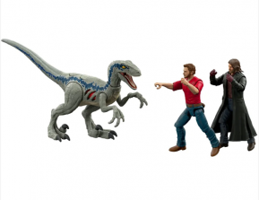 Игровой набор Мир Юрского периода 2 Оуэн злодей Делакур и Велоцираптор Blue Jurassic Evolution World Extreme Damage Velociraptor Blue Owen and Delacourt