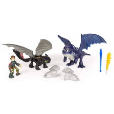 Игровой набор -Как приручить дракона -Беззубик против бронерованного синего дракона -DreamWorks Dragons-Toothless & Hiccup Vs. Armored Dragon Figures