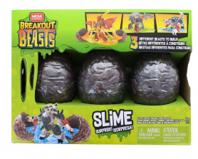 Коллекционный набор Mega Construx Breakout Beasts - Монсты в яйце Slime 3 штуки - зеленый