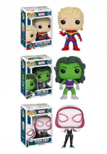 Funko POP! Marvel: 3.75 inch Vinyl Collectors Set - Captain Marvel, She-Hulk and Spider Gwen