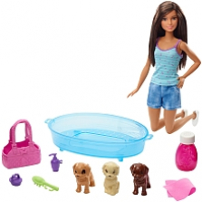 Barbie Doll & Puppy Bath Playset