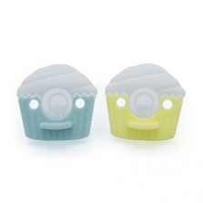 Little Toader Cookie 2-Pack Pacifier Cupcake, Aqua/Yellow