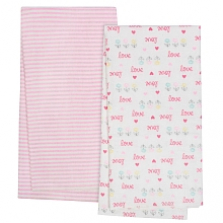 "Gerber Organic 4-Pack Flannel Blankets, Love and Stripe"
