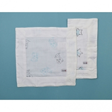 BBZanimo 2-Pack muslin security blanket - Sheep Aqua + Stars aqua