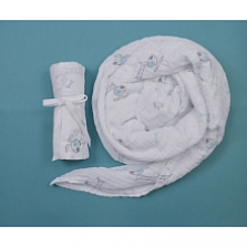 BBZanimo muslin swaddle blanket - Dog, Aqua