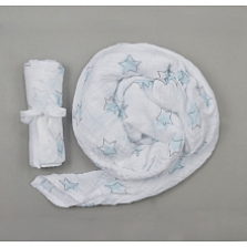 BBZanimo muslin swaddle blanket - Stars, Aqua
