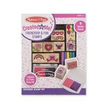 "Melissa & Doug Created by Me! Wooden Friendship & Fun Stamp Set (9 Stamps, 5 Markers, 2-Color Ink Pad)"